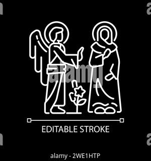 Annunciation white linear icon for dark theme Stock Vector
