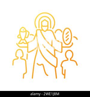 Feeding of five thousands gradient linear vector icon Stock Vector