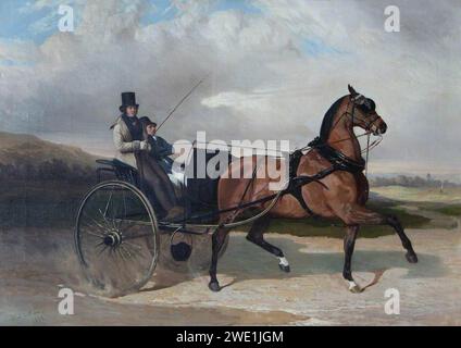 Alfred Dedreux (1810-1860) - Baron Lionel de Rothschild (1808–1879), in a Gig Drawn by a Chestnut Stallion - 10000 - Waddesdon Manor. Stock Photo