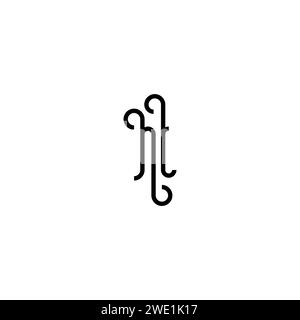 NL simple curved concept initial logo design black and white background Stock Vector