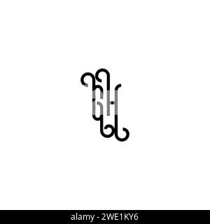 GH simple curved concept initial logo design black and white background Stock Vector