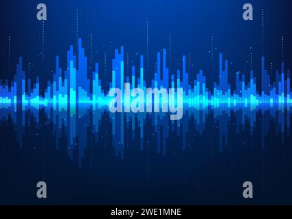 Abstract technology background, graph chart showing business growth data. Know the profit and loss of the company. Develop further graph charts that a Stock Vector