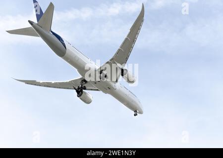 A passenger plane with two jet engines Stock Photo