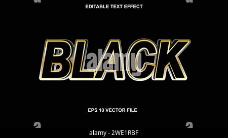 Brand black 3d style editable text effect. Vector illustration Stock Vector