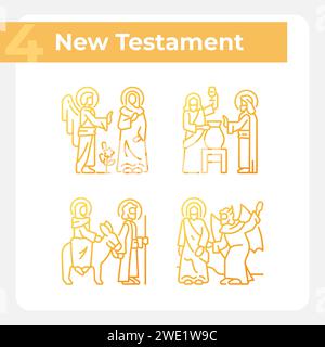 Holy figures gradient linear vector icons set Stock Vector