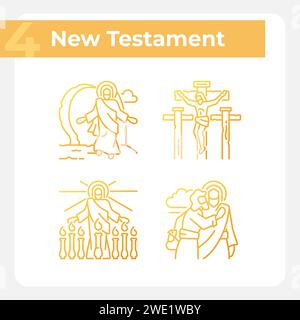 Life of Jesus Christ gradient linear vector icons set Stock Vector