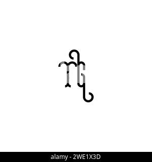 TG simple curved concept initial logo design black and white background Stock Vector