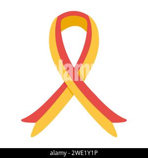 ribbon with Red and yellow stripes isolated on white. World Hepatitis Day on July 28. Vector illustration in flat cartoon style Stock Vector