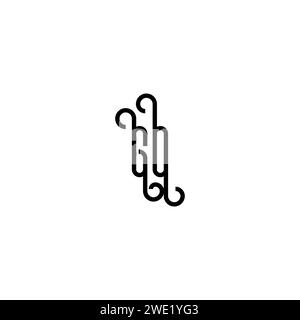GO simple curved concept initial logo design black and white background Stock Vector