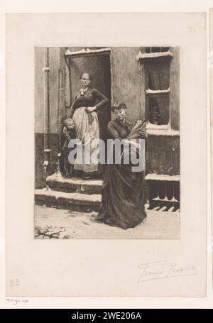 Two women with children at a doorway, Frans Proost, 1885 - 1913 print ...