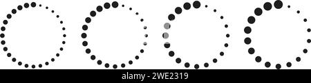 Circle dotted loading icons set. Throbber icon. Progress round loader. Dotted progress time design element. Web download time symbol. Vector Stock Vector