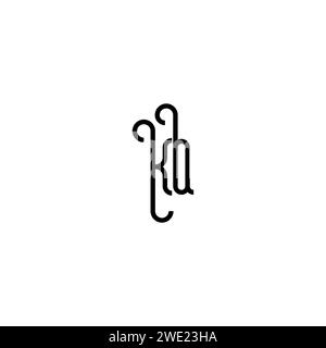 KQ simple curved concept initial logo design black and white background Stock Vector