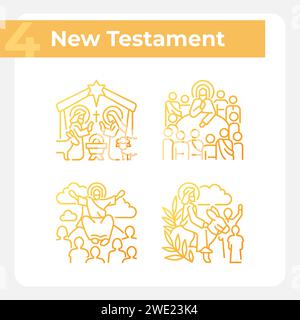Ministry of Jesus gradient linear vector icons set Stock Vector