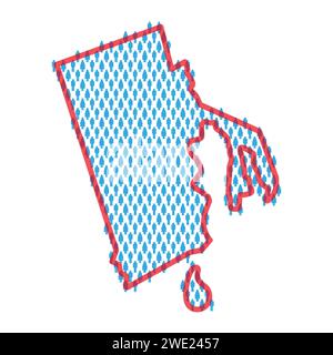 Rhode Island population map. Stick figures people map with bold red translucent state border. Pattern of men and women icons. Isolated vector illustra Stock Vector