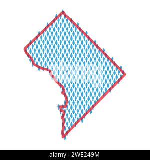 Washington DC population map. Stick figures people map with bold red translucent state border. Pattern of men and women icons. Isolated vector illustr Stock Vector