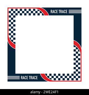 Red and blue sport car decals frame Stock Vector