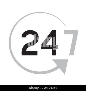 Work services 24 hours 7 days arrow sign symbol Stock Vector