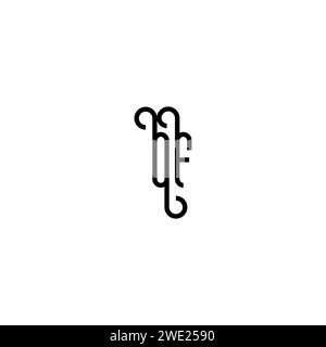 OF simple curved concept initial logo design black and white background Stock Vector