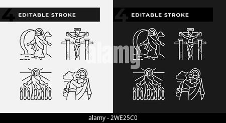 Crucifixion of Jesus white linear icon for dark theme Stock Vector ...