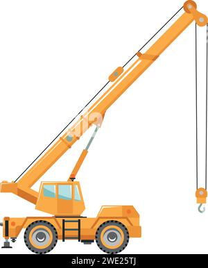 Mobile Crane Icon in Flat Style. Stock Vector