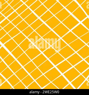 Hand drawn cute grid. doodle yellow, white plaid pattern with Checks. Graph square background with texture. Line art freehand grid vector outline grun Stock Vector