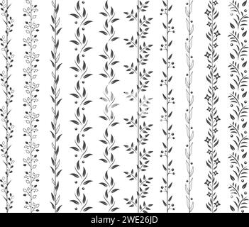 vector seamless pattern with floral garlands and flying birds Stock ...