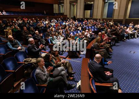 Washington, DC, United States. 22nd Jan, 2024. People attend a screening of the HBO documentary film 'No Accident', which documents the 2017 Charlottesville, Virginia 'Unite the Right' rally and subsequent legal battles, at the U.S. Capitol in Washington, DC on January 22, 2023. (Photo by Bryan Olin Dozier/NurPhoto) Credit: NurPhoto SRL/Alamy Live News Stock Photo