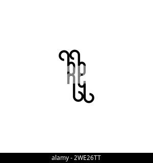 RE simple curved concept initial logo design black and white background Stock Vector