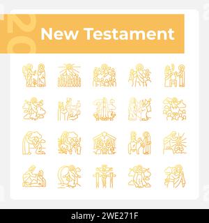 New testament gradient linear vector icons set Stock Vector