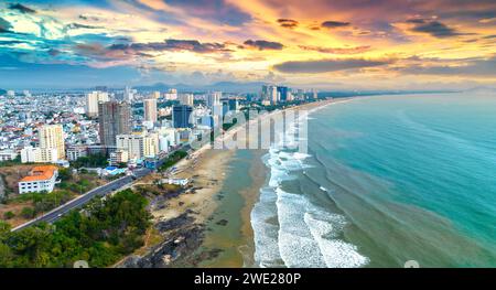 Vung Tau is a famous coastal city in the South of Vietnam. Vung Tau city aerial view in the morning, Vung Tau is the capital of the province Stock Photo