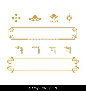 Chinese border vector corner flower classical design Stock Vector