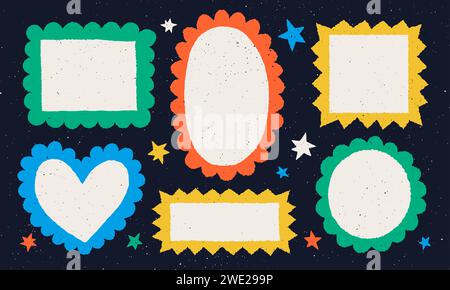 Paper valentine memo notes on stickers. Vector vintage sticky notes and pages with torn edges Stock Vector