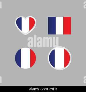 Set of france flag design vector collection isolated Stock Vector