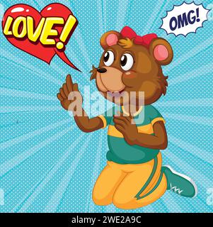 cute bear girl cartoon pop art style vector image Stock Vector