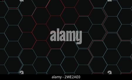 abstract futuristic hexagons on a dark blue background for network connection, computer, and communication technology. vector illustration Stock Vector