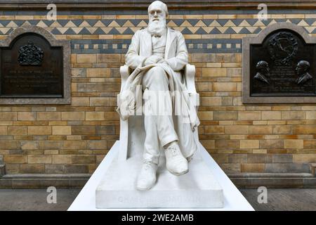 London, UK - Aug 28, 2022: Statue of Charles Darwin, Natural History Museum. London, United Kingdom. Stock Photo