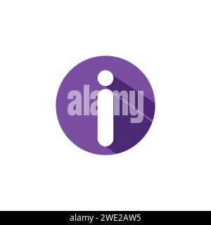 I alphabet letter logo long shadow purple white vector image. Alphabet text symbol flat icon i letter with long shadow sign template Stock Vector