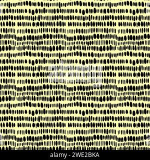 Small dash pattern. Seamless minimal dash pattern, small elements on yellow background. Stock Vector