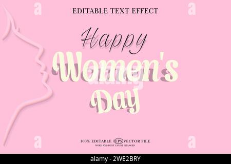 Happy Women's Day Editable 3D Style EPS Vector Text Effect Stock Vector