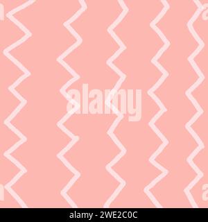 pink, white background with zig zag texture effect, weave plaid style fine broken lines. Irregular check repeat pattern. Square diagonal shape, grunge Stock Vector