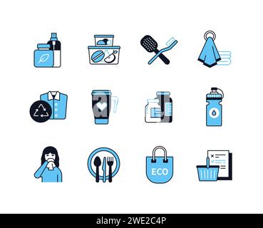 Conscious use of things - line design style icons set Stock Vector