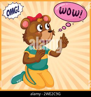 cute bear girl cartoon pop art style vector image Stock Vector