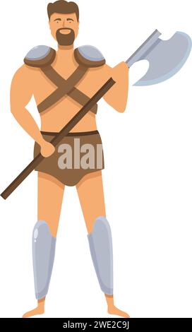 Hold axe warrior icon cartoon vector. Outdoor temple. Concert old coliseum Stock Vector