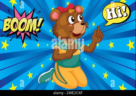 cute bear girl cartoon pop art style vector image Stock Vector