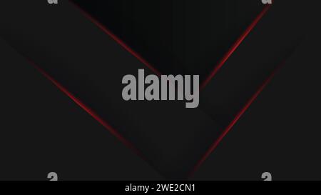 The abstract futuristic red light on a black background. Stock Vector