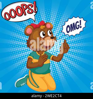 cute bear girl cartoon pop art style vector image Stock Vector