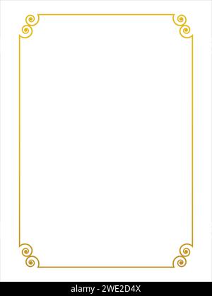Golden thin rectangular frame on the white background. Perfect design for headline, logo and sale banner etc Stock Vector