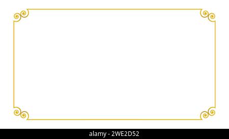 Golden thin rectangular frame on the white background. Perfect design for headline, logo and sale banner etc Stock Vector