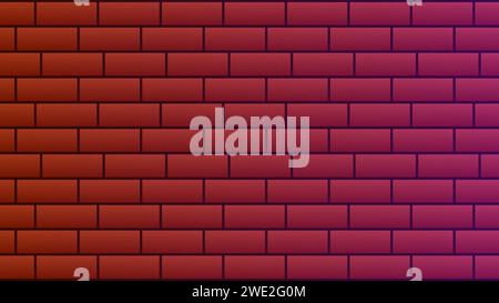 Illustration of red brick wall with gradient lighting Stock Vector