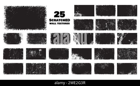 Abstract distressed Textures Bundle - Scratched Wall Elegance, set of 25 Stock Vector